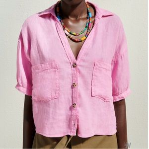 Zara Cropped Linen Shirt